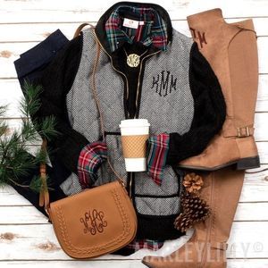 NWT MarleyLilly Monogram Herringbone Vest Lg.​​​